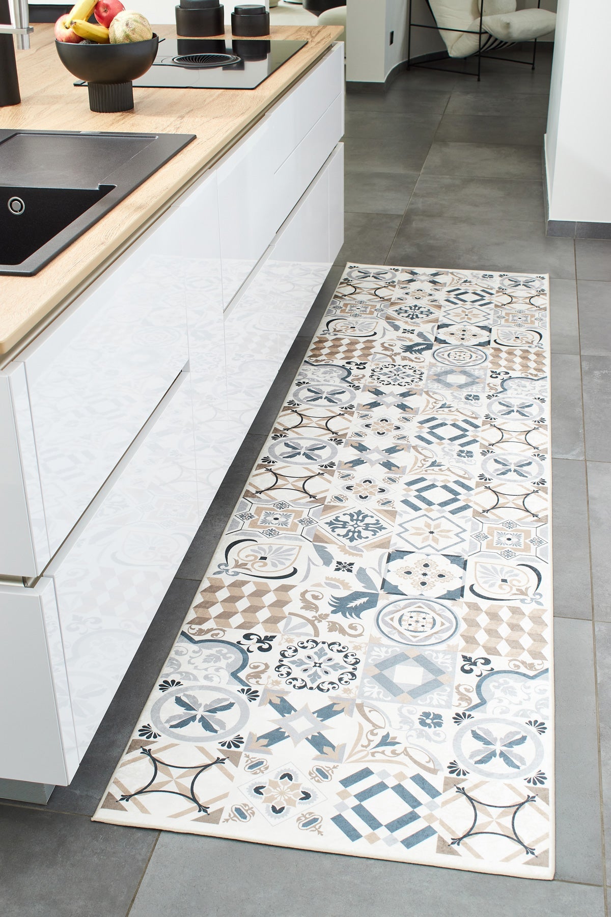 Azulejo - Tapis De Cuisine D'Intérieur - Polyester Imprimé - Marron