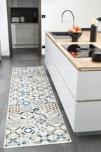 Azulejo - Tapis De Cuisine D'Intérieur - Polyester Imprimé - Marron