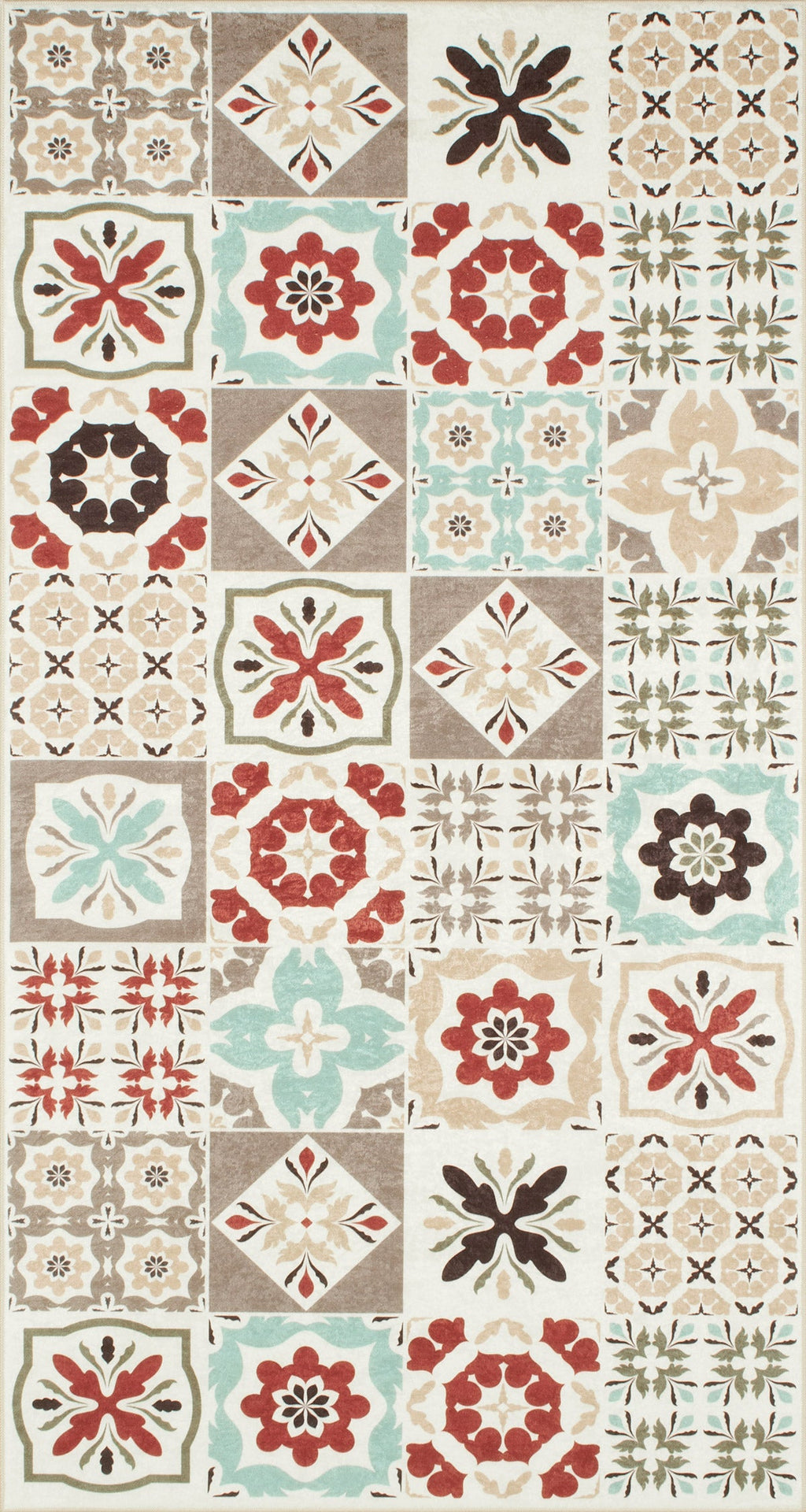 Azulejo - Tapis De Cuisine D'Intérieur - Polyester Imprimé - Multicolore