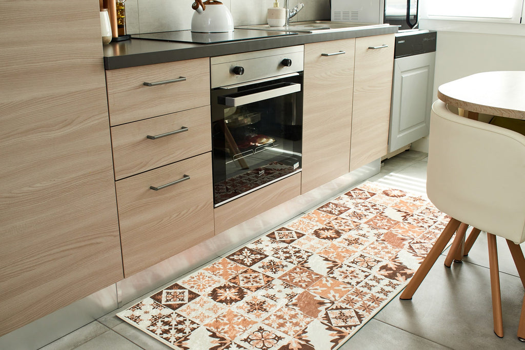 Azulejo - Tapis De Cuisine D'Intérieur - Polyester Imprimé - Orange