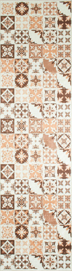 Azulejo - Tapis De Cuisine D'Intérieur - Polyester Imprimé - Orange