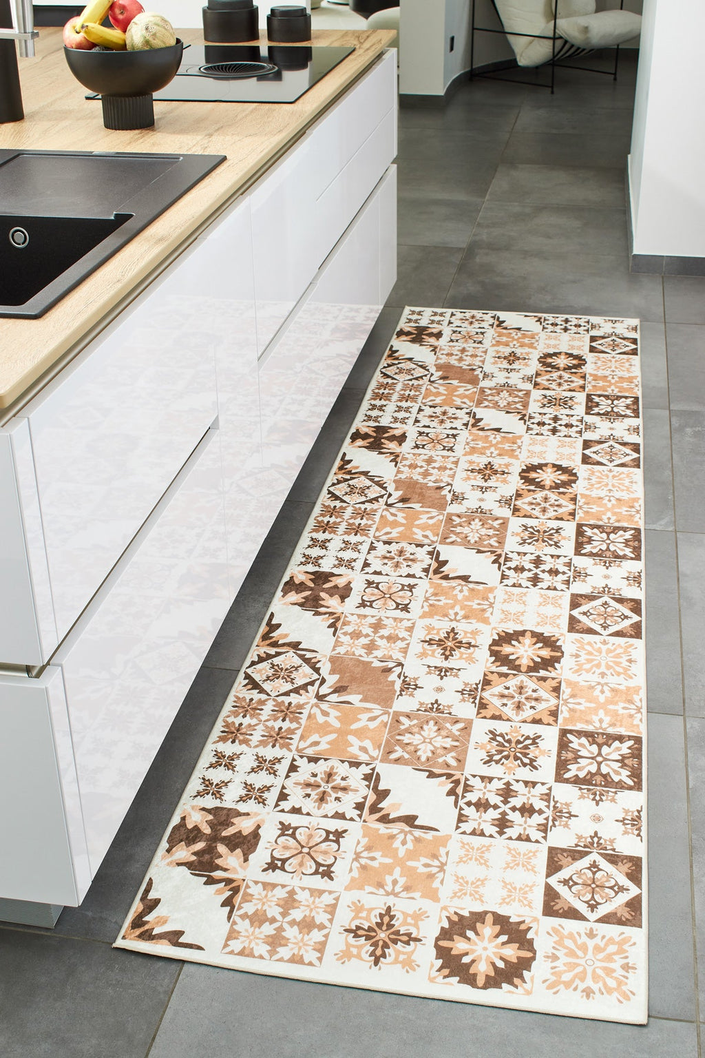 Azulejo - Tapis De Cuisine D'Intérieur - Polyester Imprimé - Orange