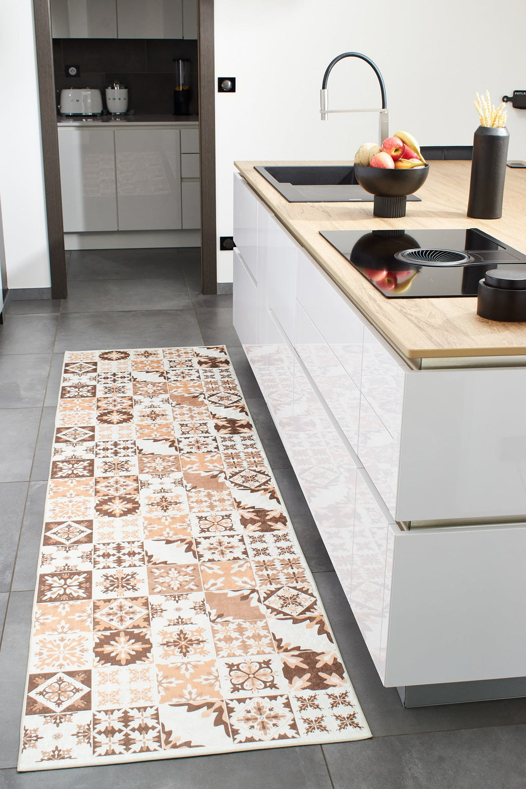 Azulejo - Tapis De Cuisine D'Intérieur - Polyester Imprimé - Orange