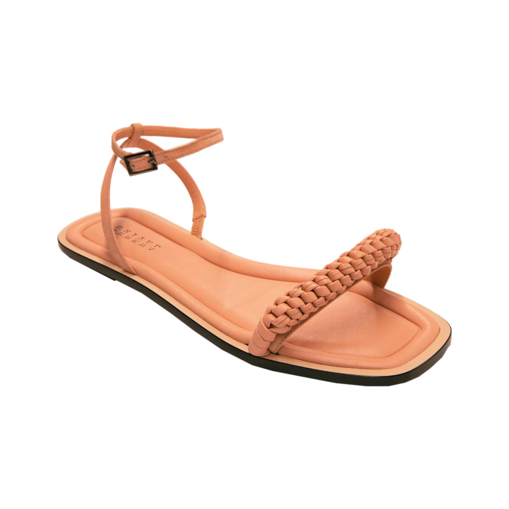 Rovena Peach Flat Ankle Cross Sandal