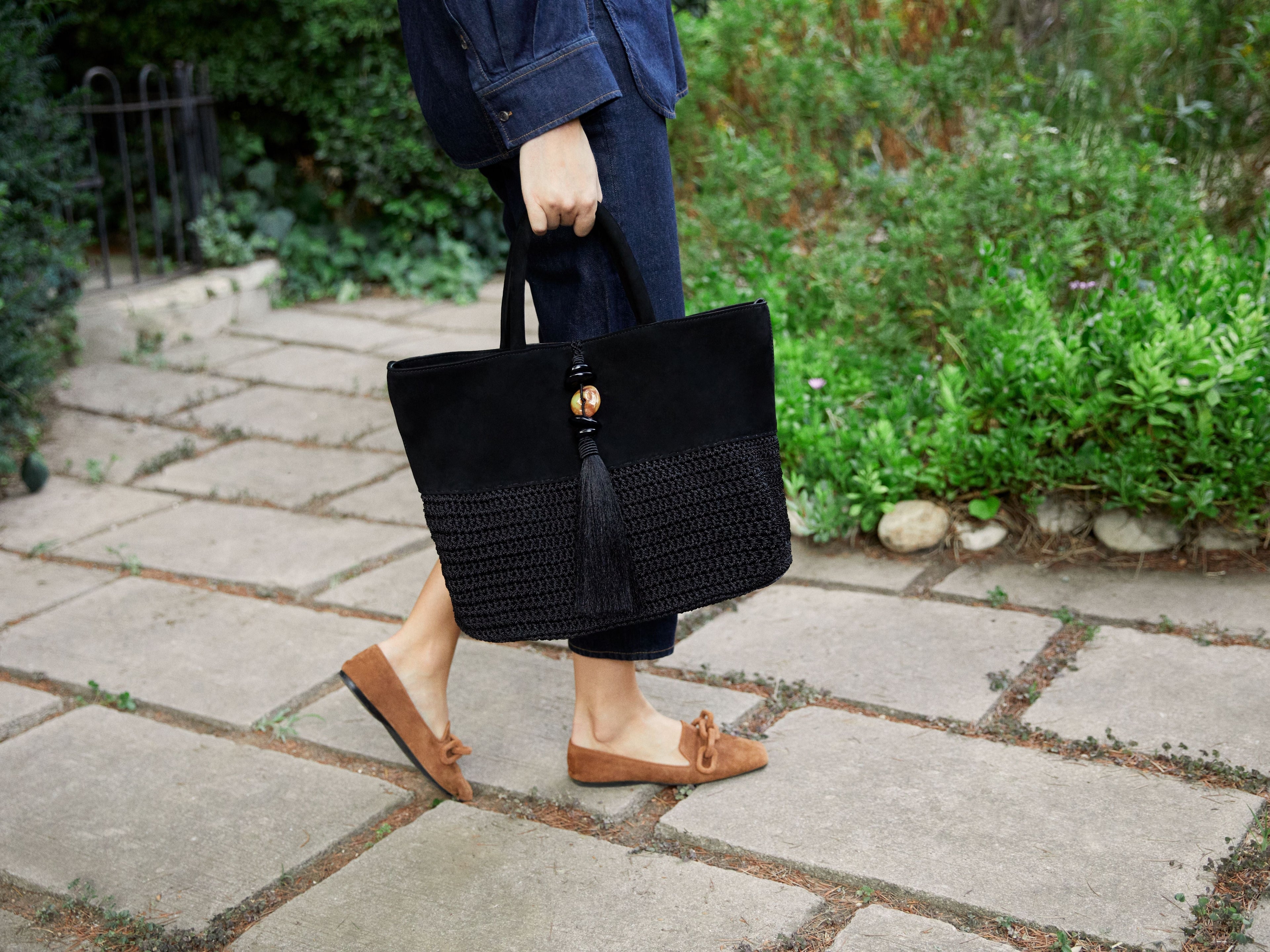 Melita Black Large Tote Bag