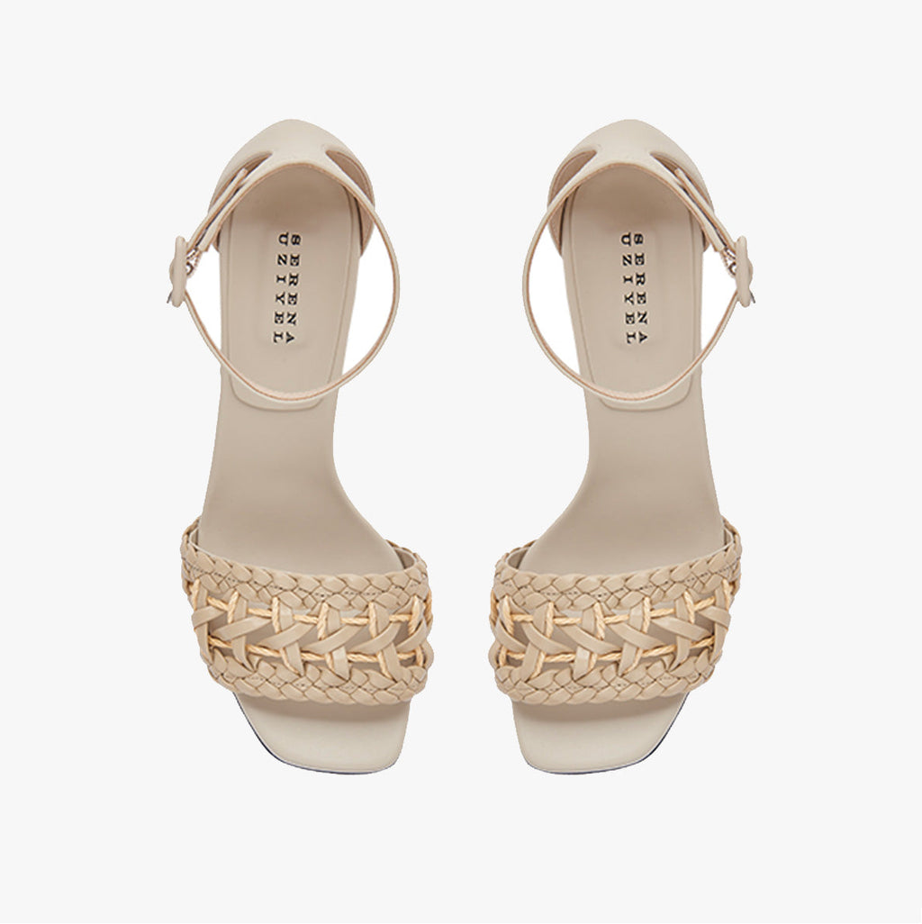 Almeria Nude Block Mid-Heel Ankle Sandal