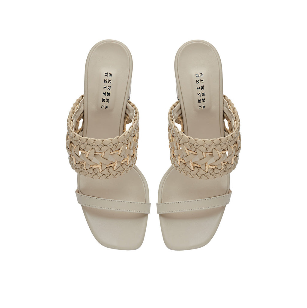 Almeria Nude Block Mid-Heel Strap Sandal