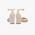 Almeria Nude Block Mid-Heel Ankle Sandal