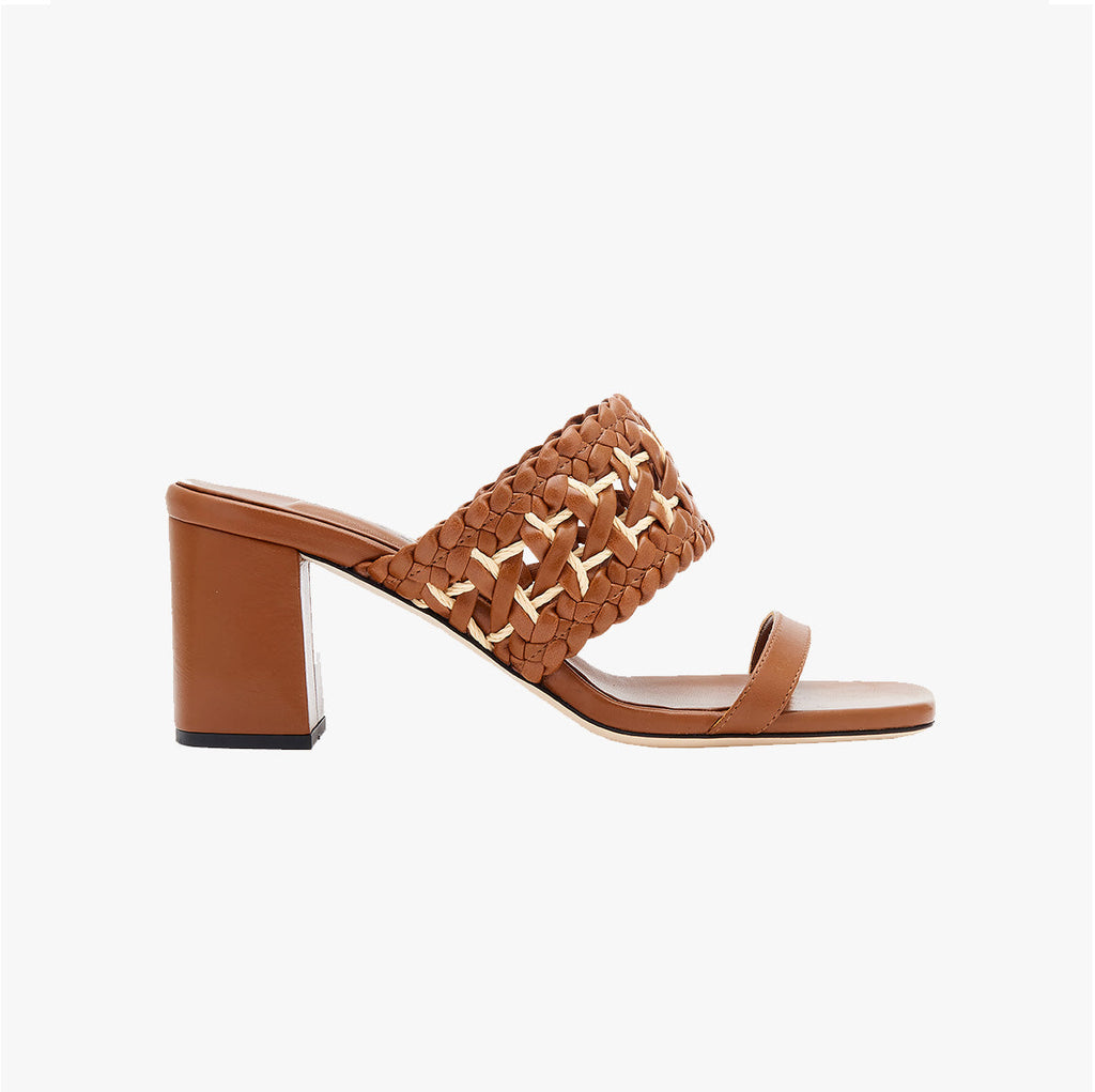 Almeria Camello Block Mid-Heel Strap Sandal