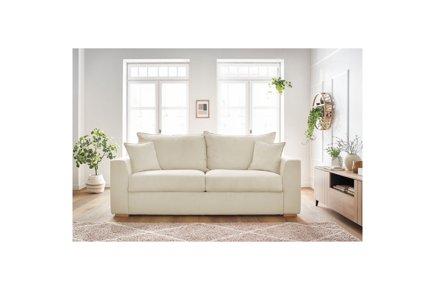 Augustin - Canapé Droit Convertible Ouverture Express - Velours Côtelé - 140X200