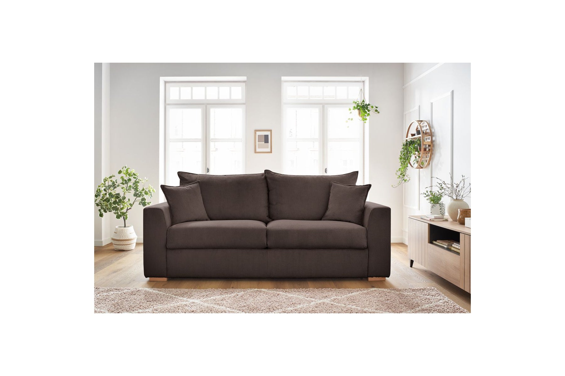 Augustin - Canapé Droit Convertible Ouverture Express - Velours Côtelé - 160X200