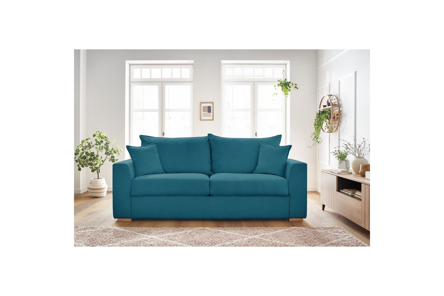Augustin - Canapé Droit Convertible Ouverture Express - Velours Côtelé - 160X200