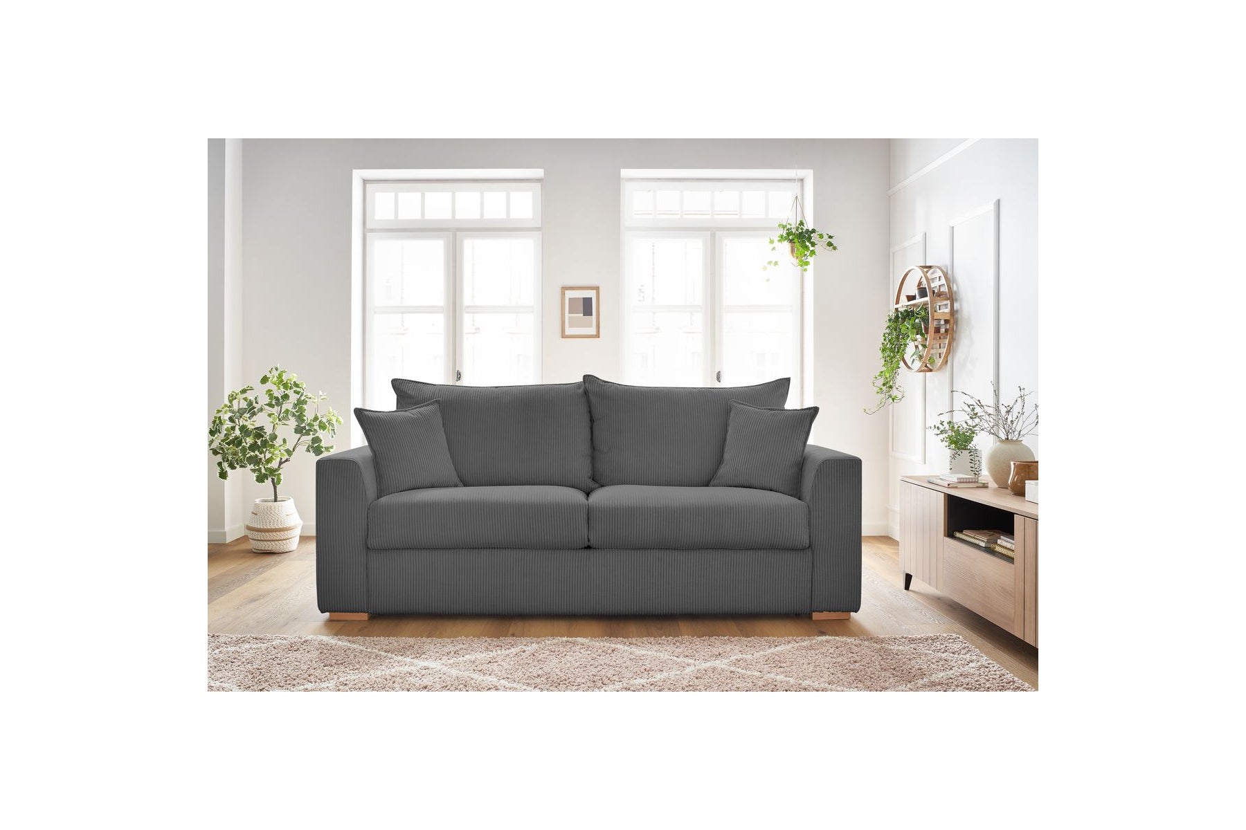 Augustin - Canapé Droit Convertible Ouverture Express - Velours Côtelé - 160X200