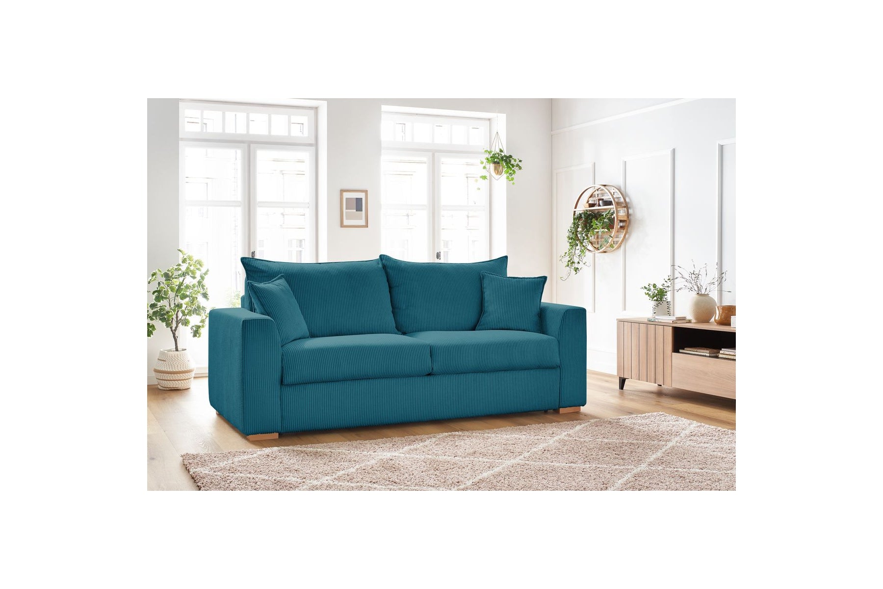 Augustin - Canapé Droit Convertible Ouverture Express - Velours Côtelé - 140X200