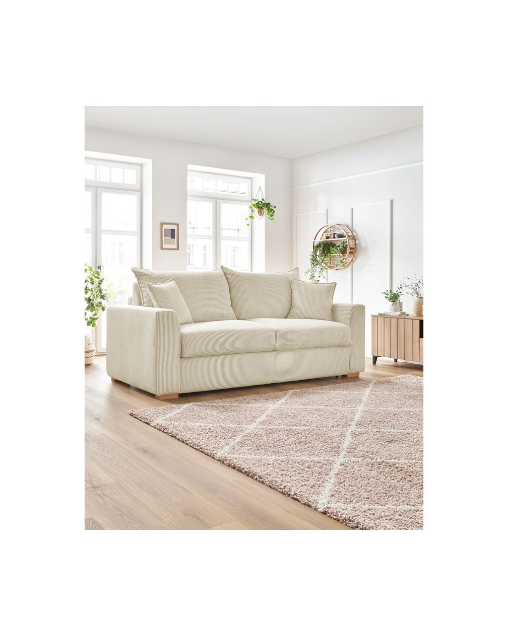 Augustin - Canapé Droit Convertible Ouverture Express - Velours Côtelé - 140X200