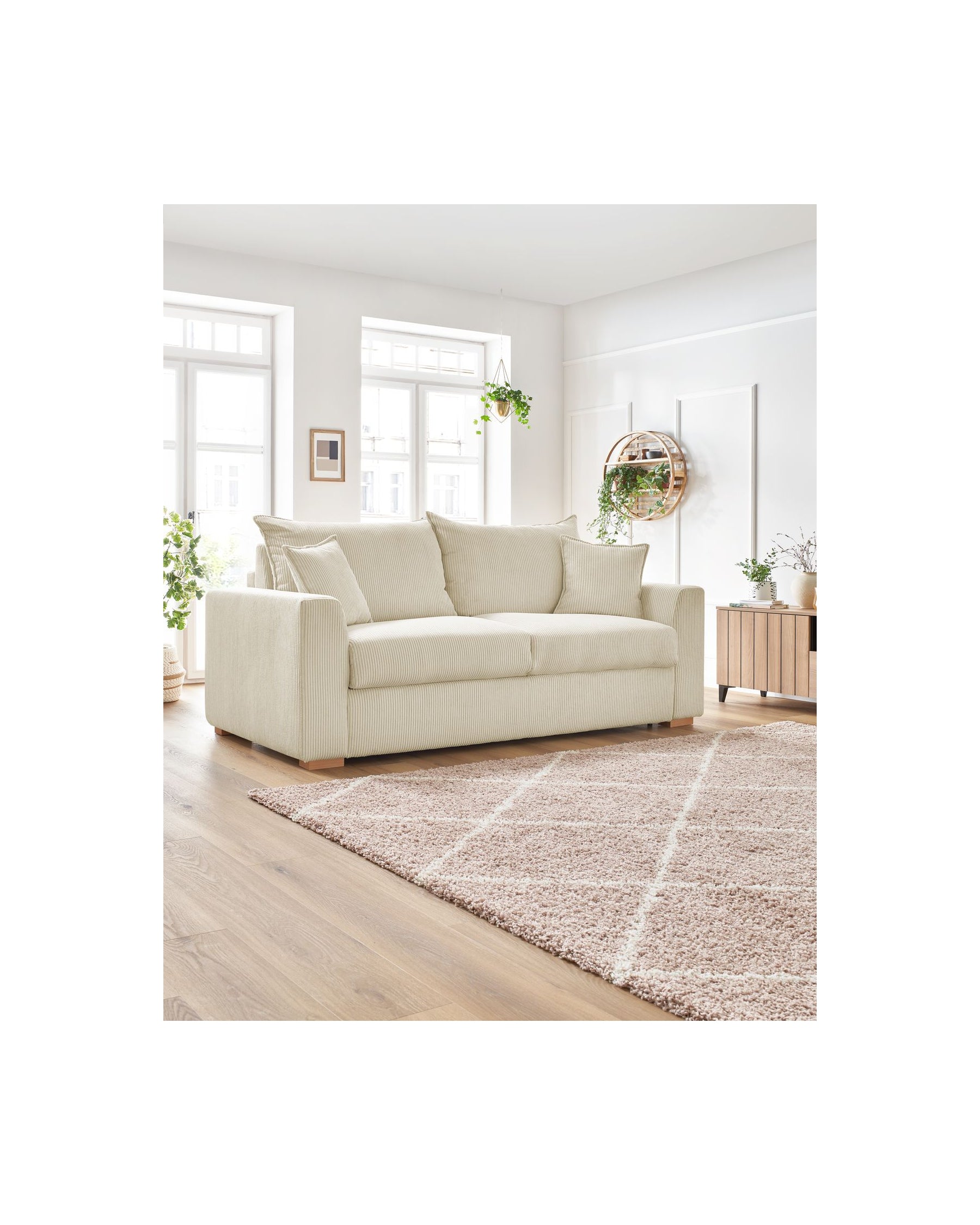 Augustin - Canapé Droit Convertible Ouverture Express - Velours Côtelé - 140X200