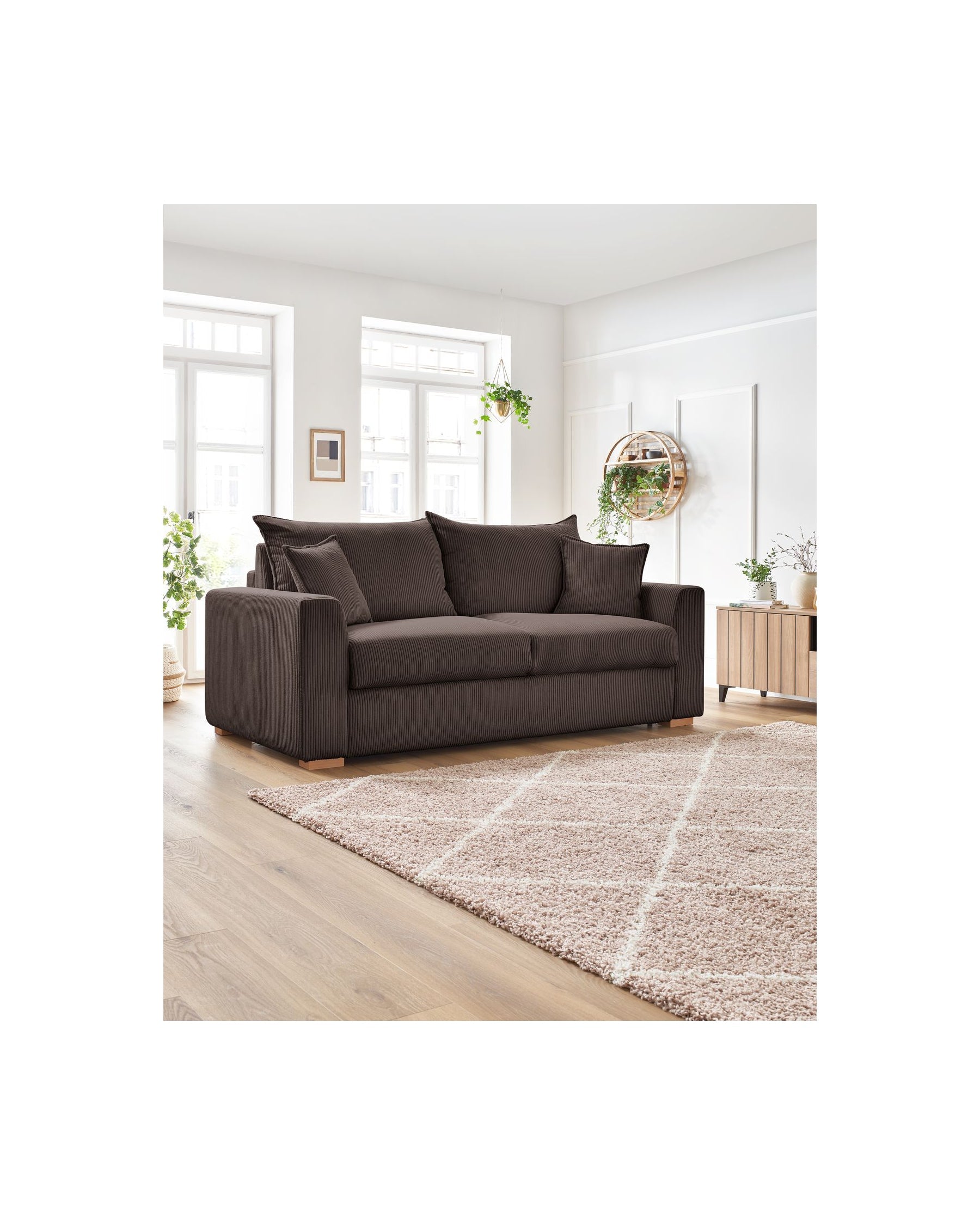 Augustin - Canapé Droit Convertible Ouverture Express - Velours Côtelé - 140X200