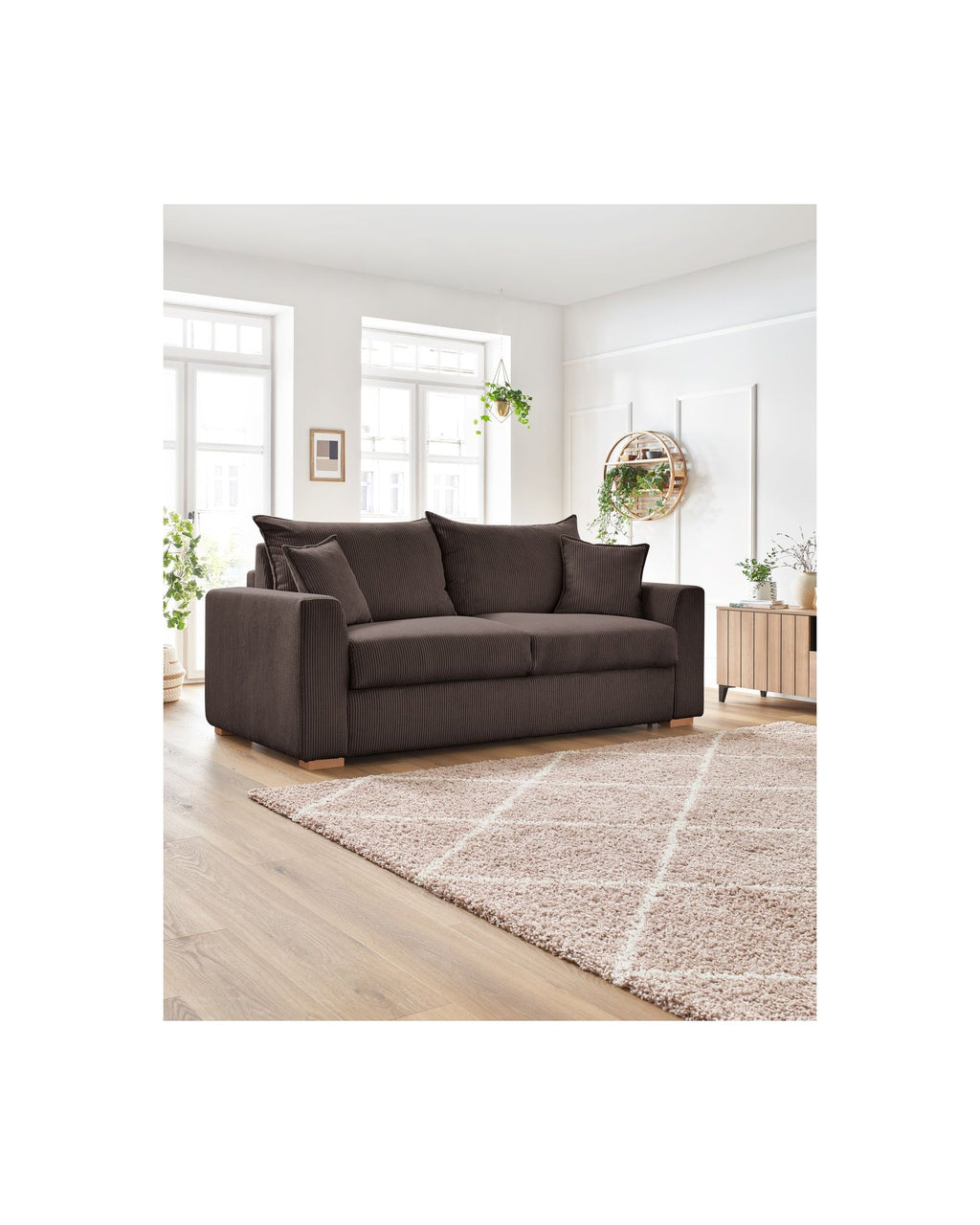 Augustin - Canapé Droit Convertible Ouverture Express - Velours Côtelé - 160X200