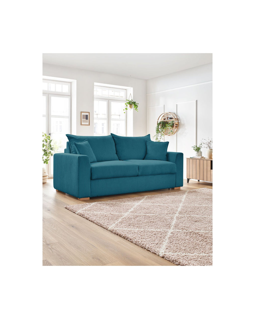 Augustin - Canapé Droit Convertible Ouverture Express - Velours Côtelé - 140X200