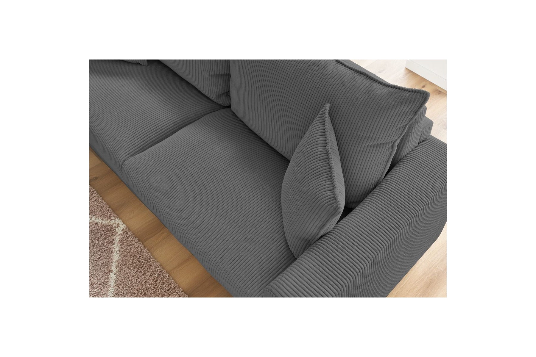Augustin - Canapé Droit Convertible Ouverture Express - Velours Côtelé - 140X200