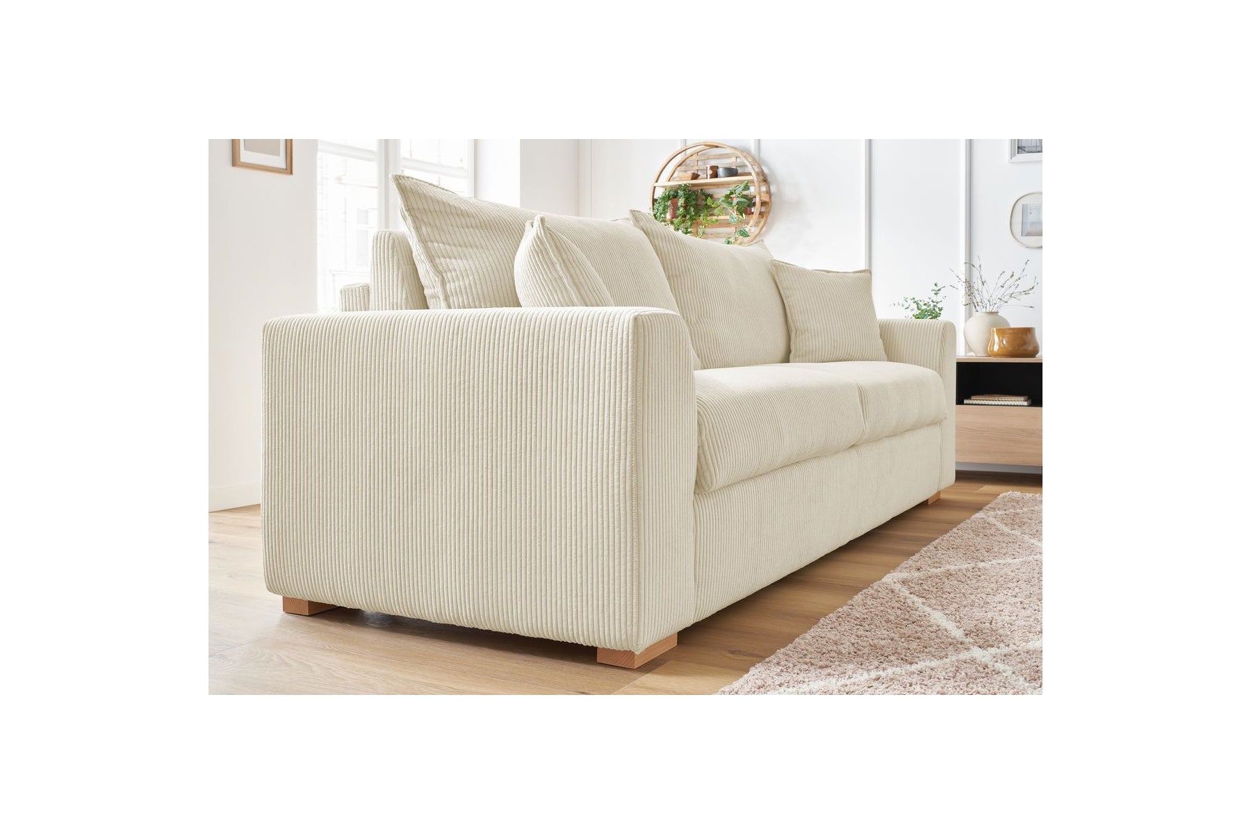 Augustin - Canapé Droit Convertible Ouverture Express - Velours Côtelé - 160X200