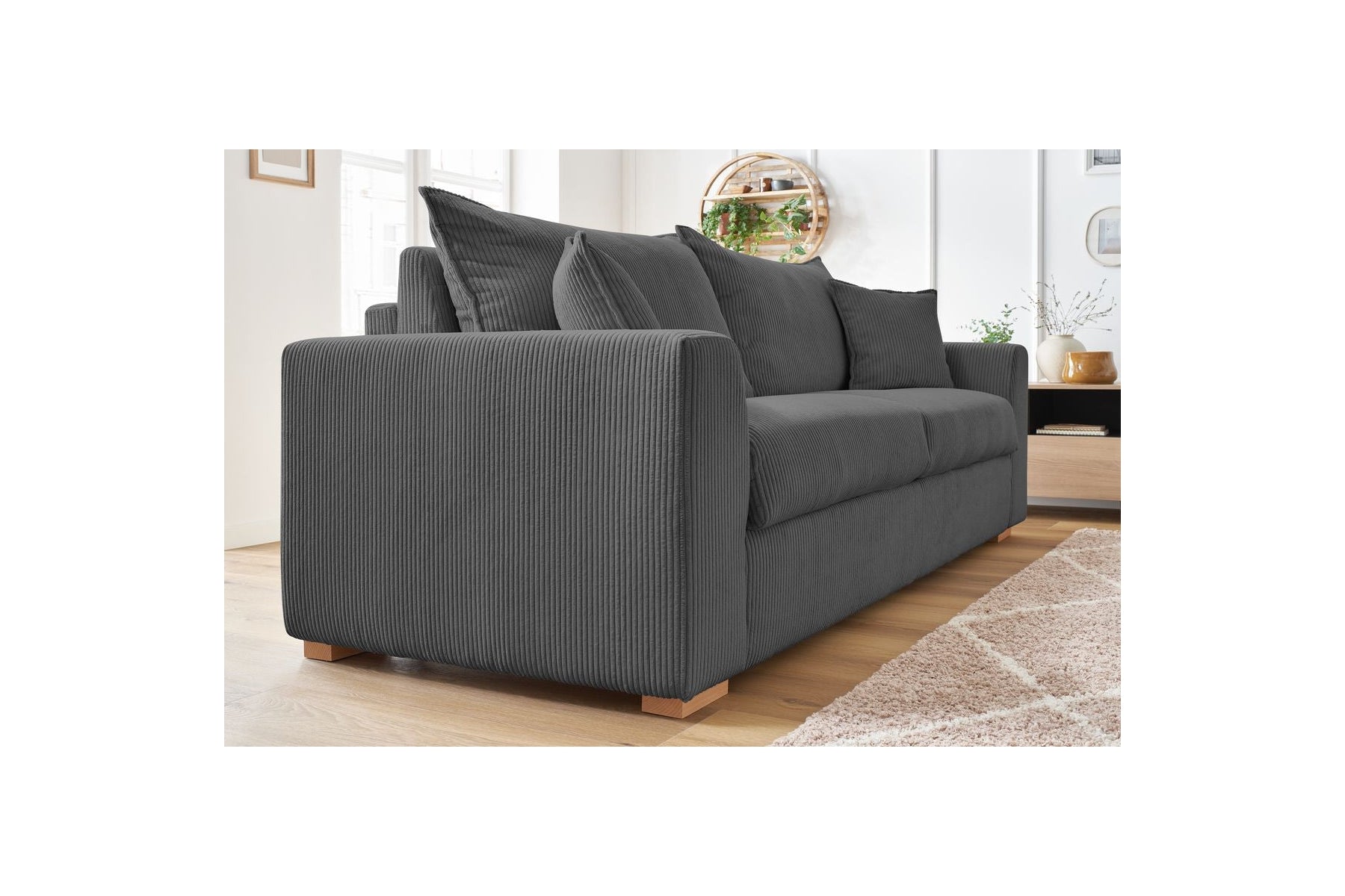 Augustin - Canapé Droit Convertible Ouverture Express - Velours Côtelé - 140X200