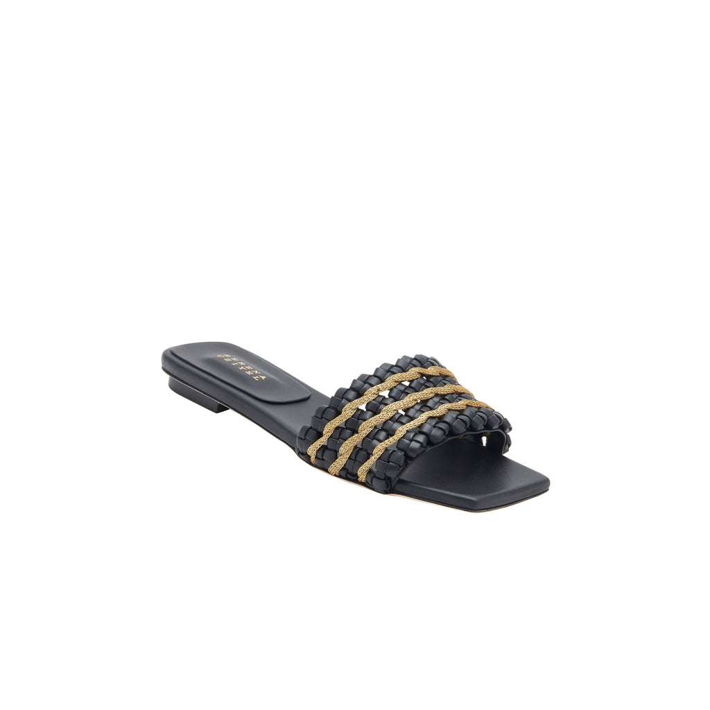 Aurnia Black Flat Sandal