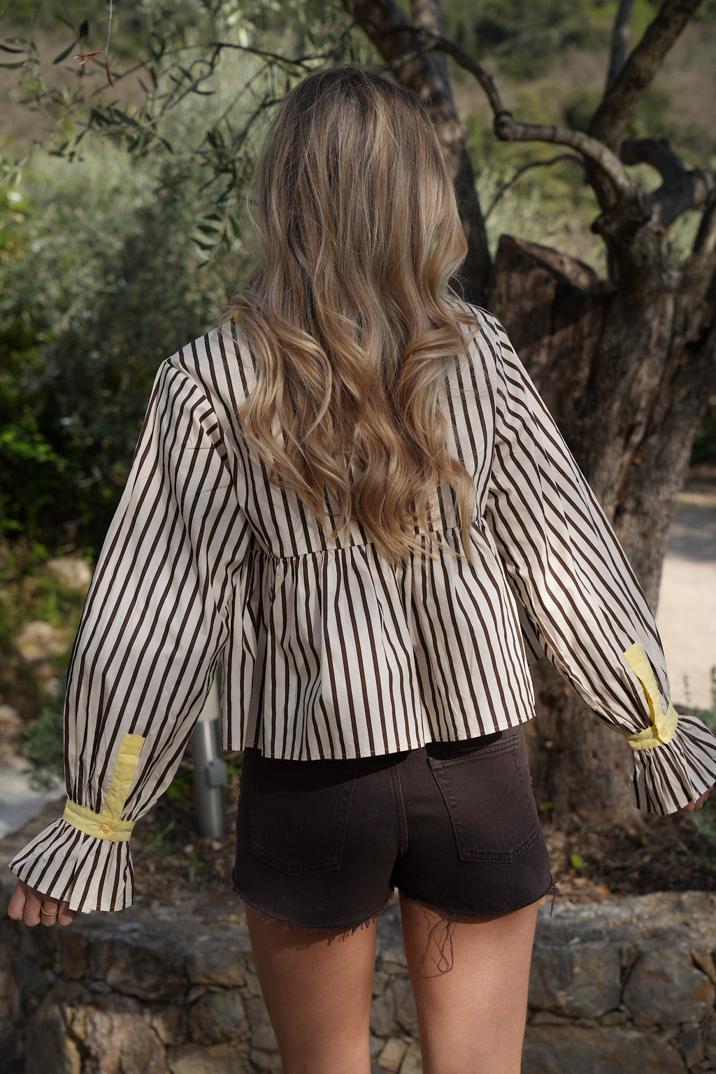 Blouse Rayée Erza - Chocolat