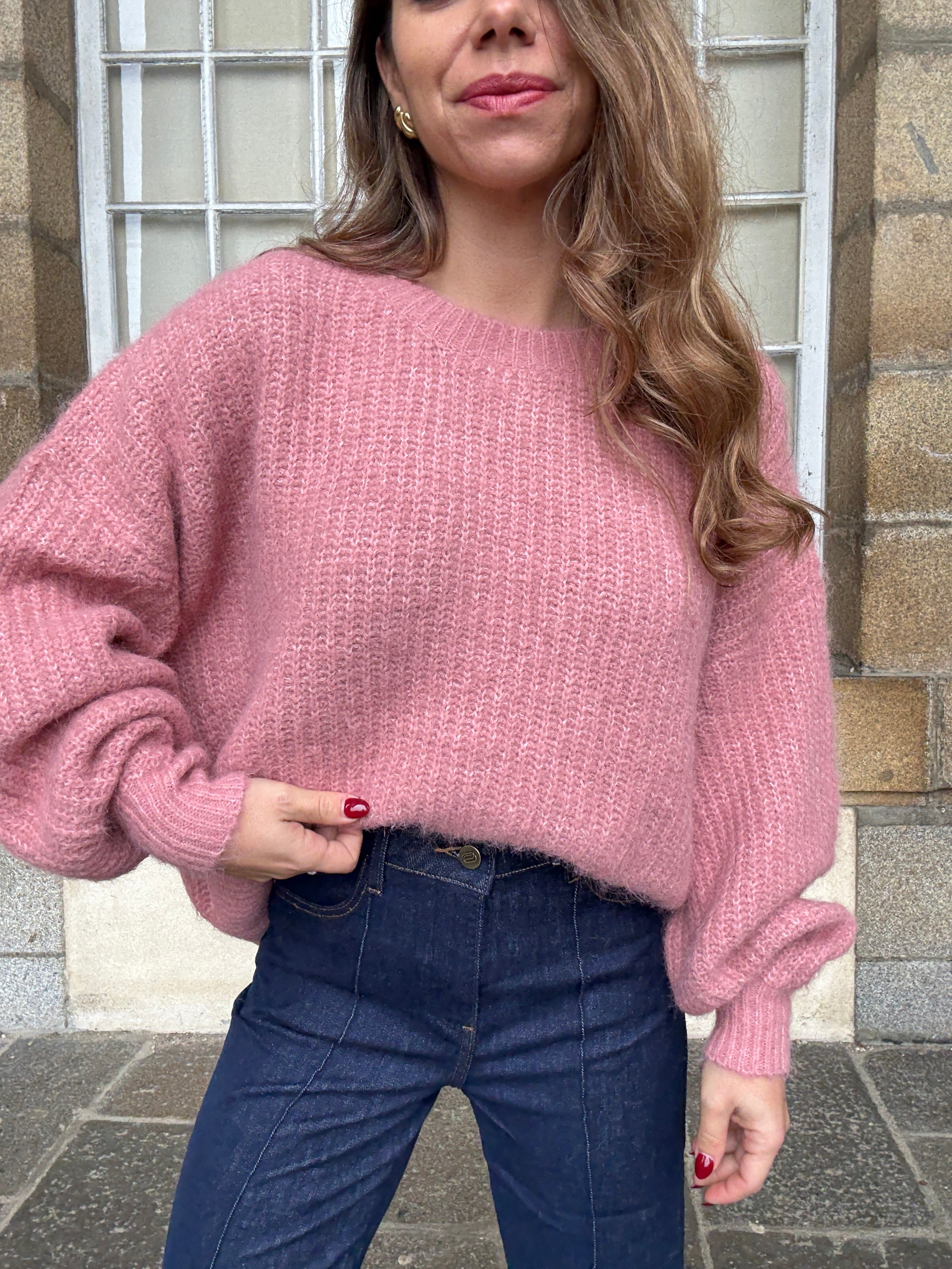 Pull En Maille Jade Vieux Rose