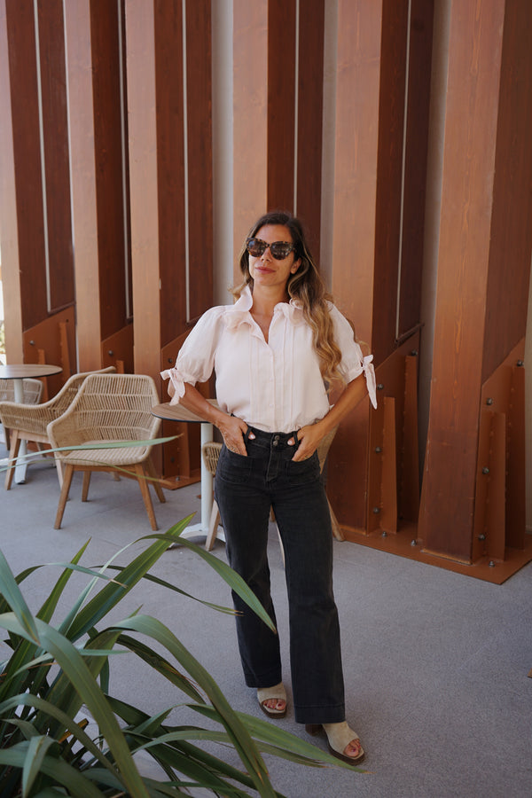 Mini Blouse Brune Doux Rose