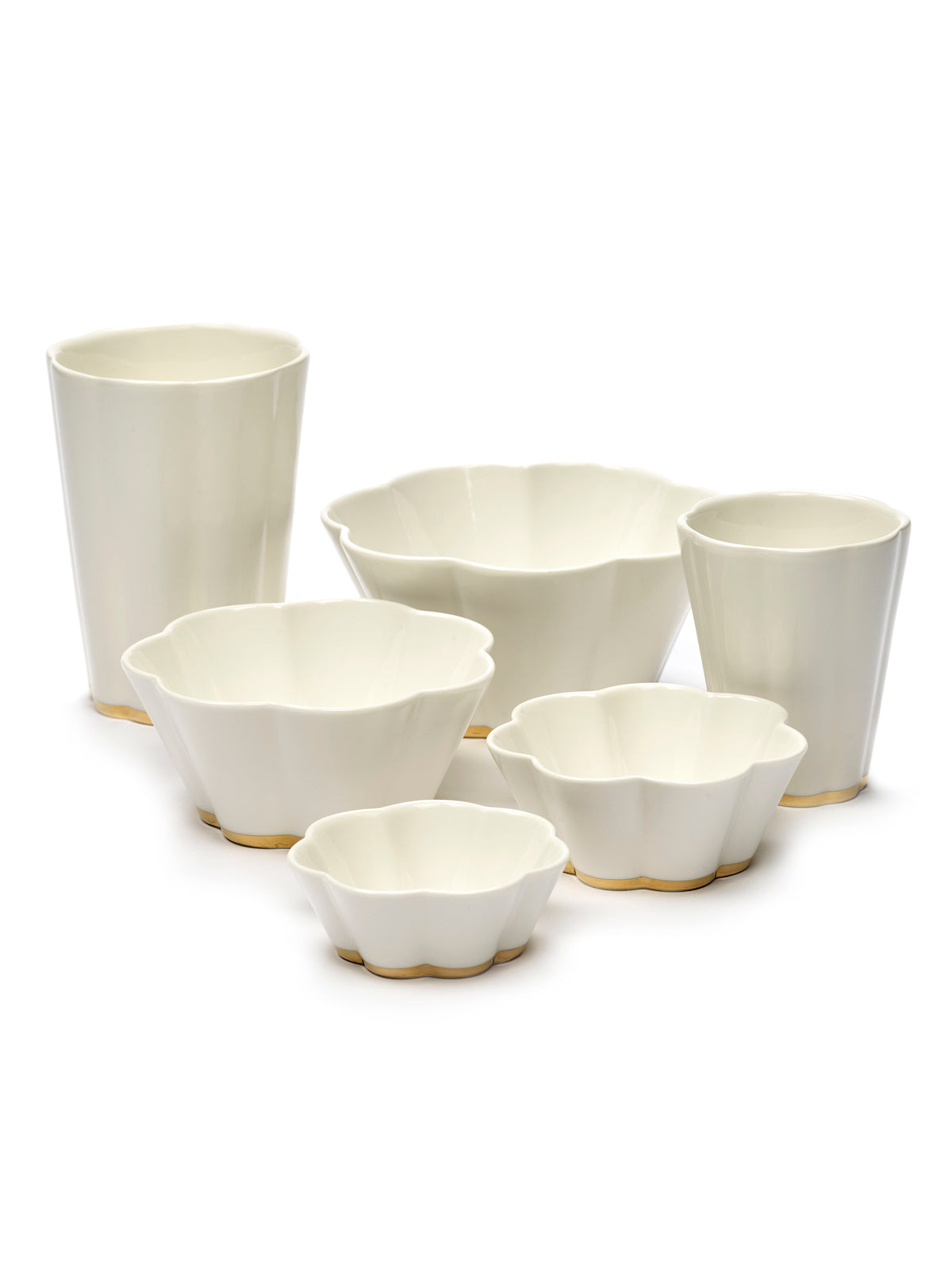 Lot De 4 Mugs L - Blanc - Or Desiree - By Roger Van Damme