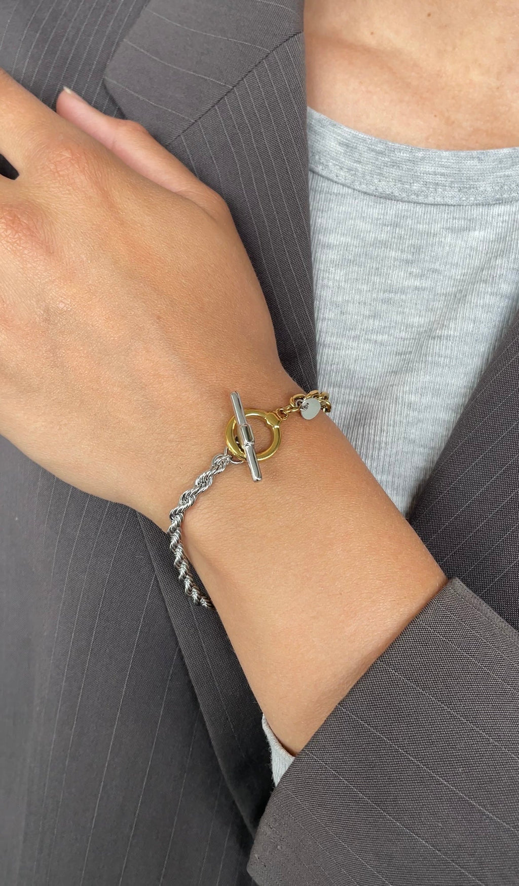 Bracelet Thin Bicolor Braided