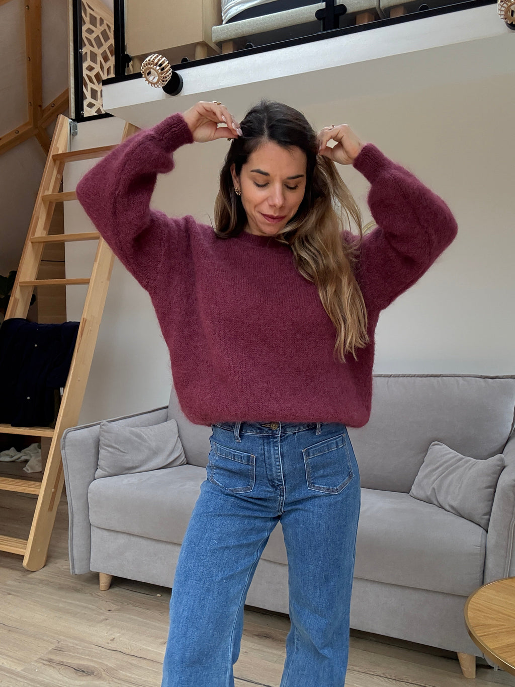 Maille En Mohair Et Laine Gaia Bordeaux