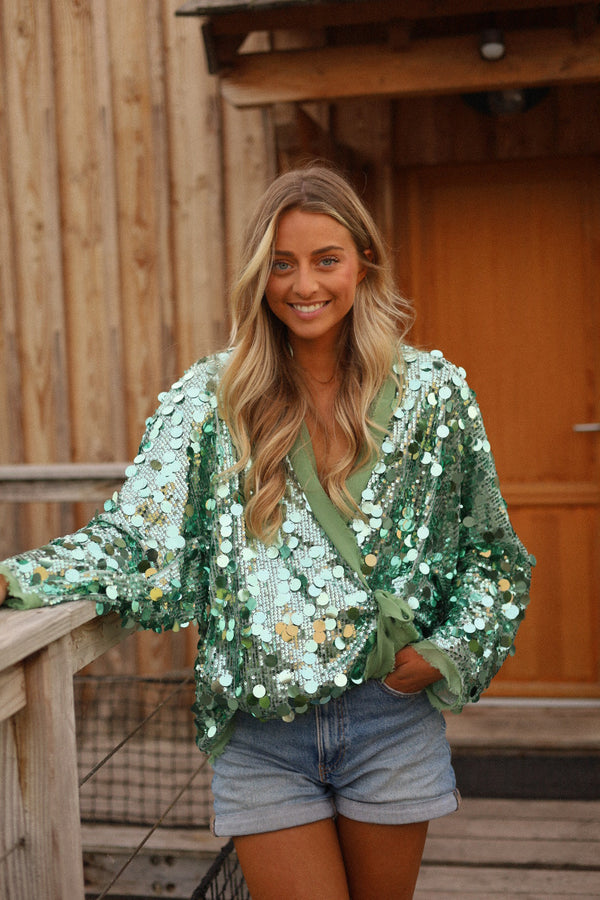 Gilet Sequins Lalie - Vert