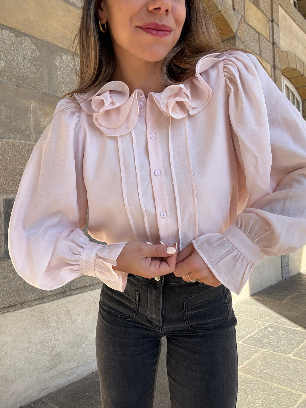 Blouse Brune Doux Rose