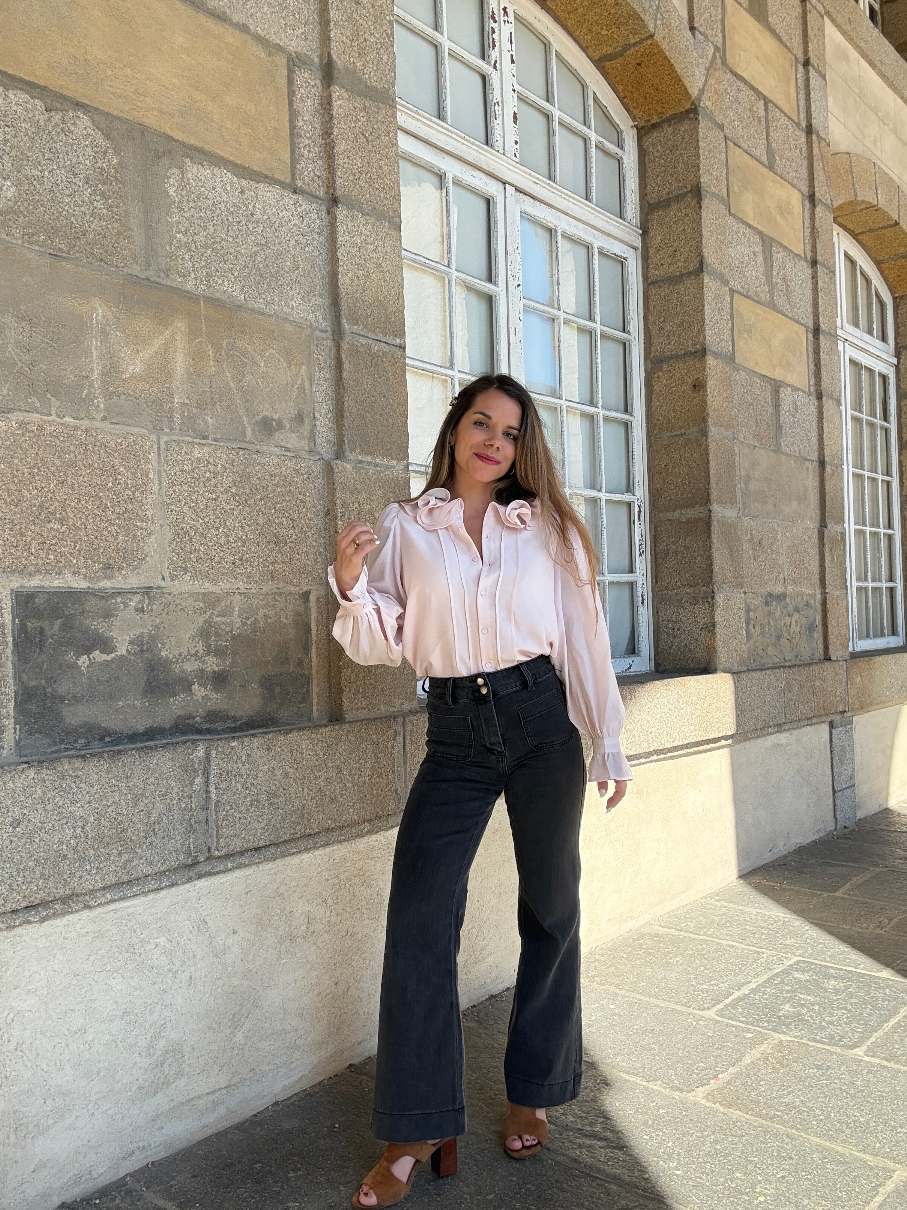 Blouse Brune Doux Rose