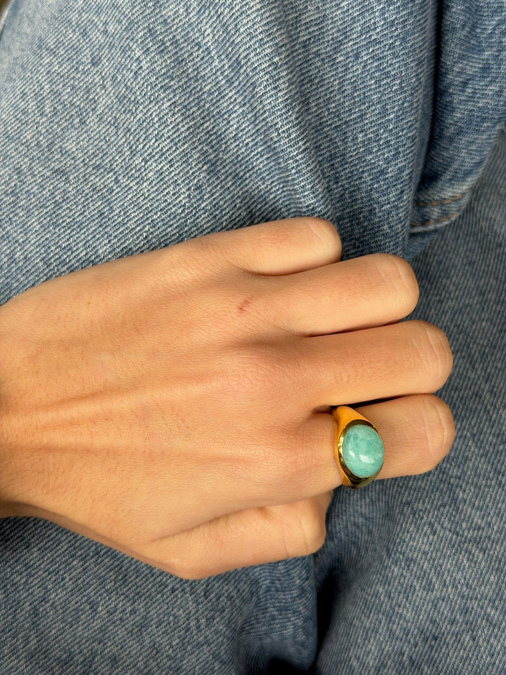Bague Big Amazonita