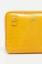 Sac À Bandoulière Angie Croco - Jaune Moutarde