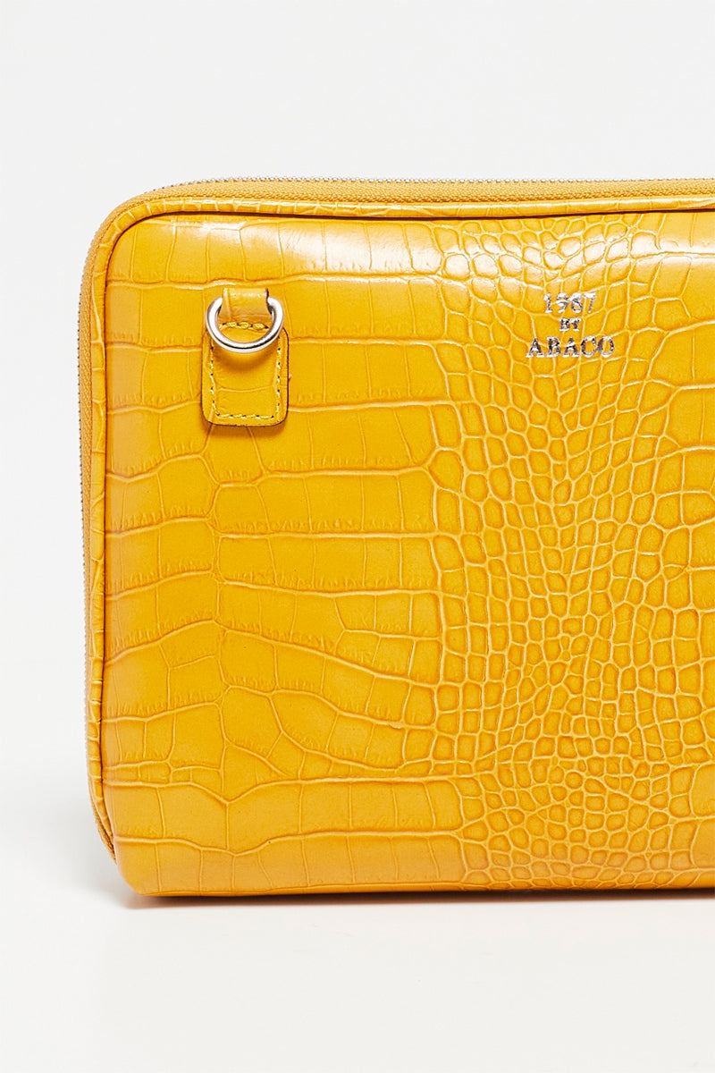 Sac À Bandoulière Angie Croco - Jaune Moutarde