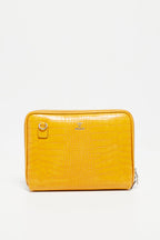 Sac À Bandoulière Angie Croco - Jaune Moutarde