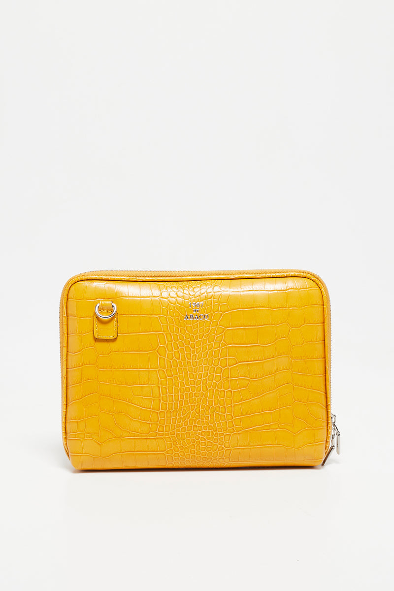 Sac À Bandoulière Angie Croco - Jaune Moutarde