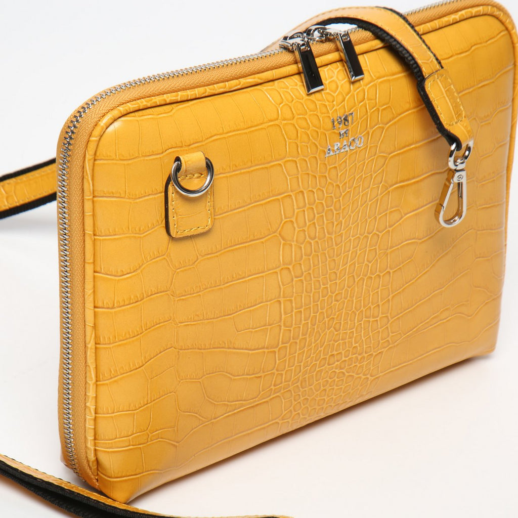 Sac À Bandoulière Angie Croco - Jaune Moutarde
