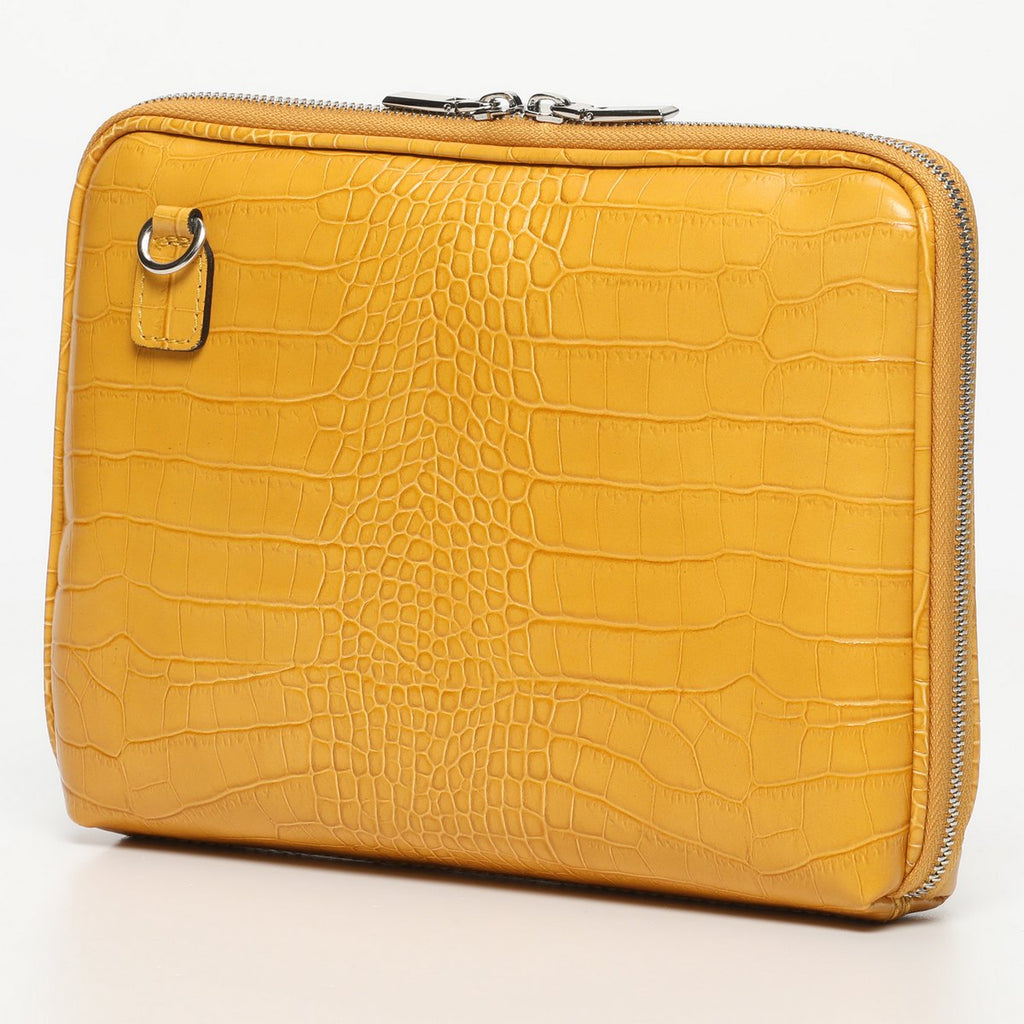 Sac À Bandoulière Angie Croco - Jaune Moutarde