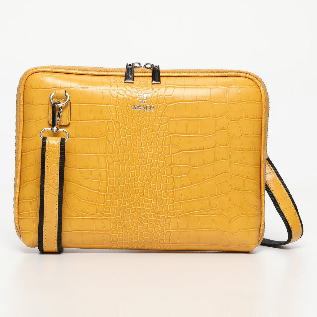Sac À Bandoulière Angie Croco - Jaune Moutarde