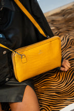 Sac À Bandoulière Angie Croco - Jaune Moutarde