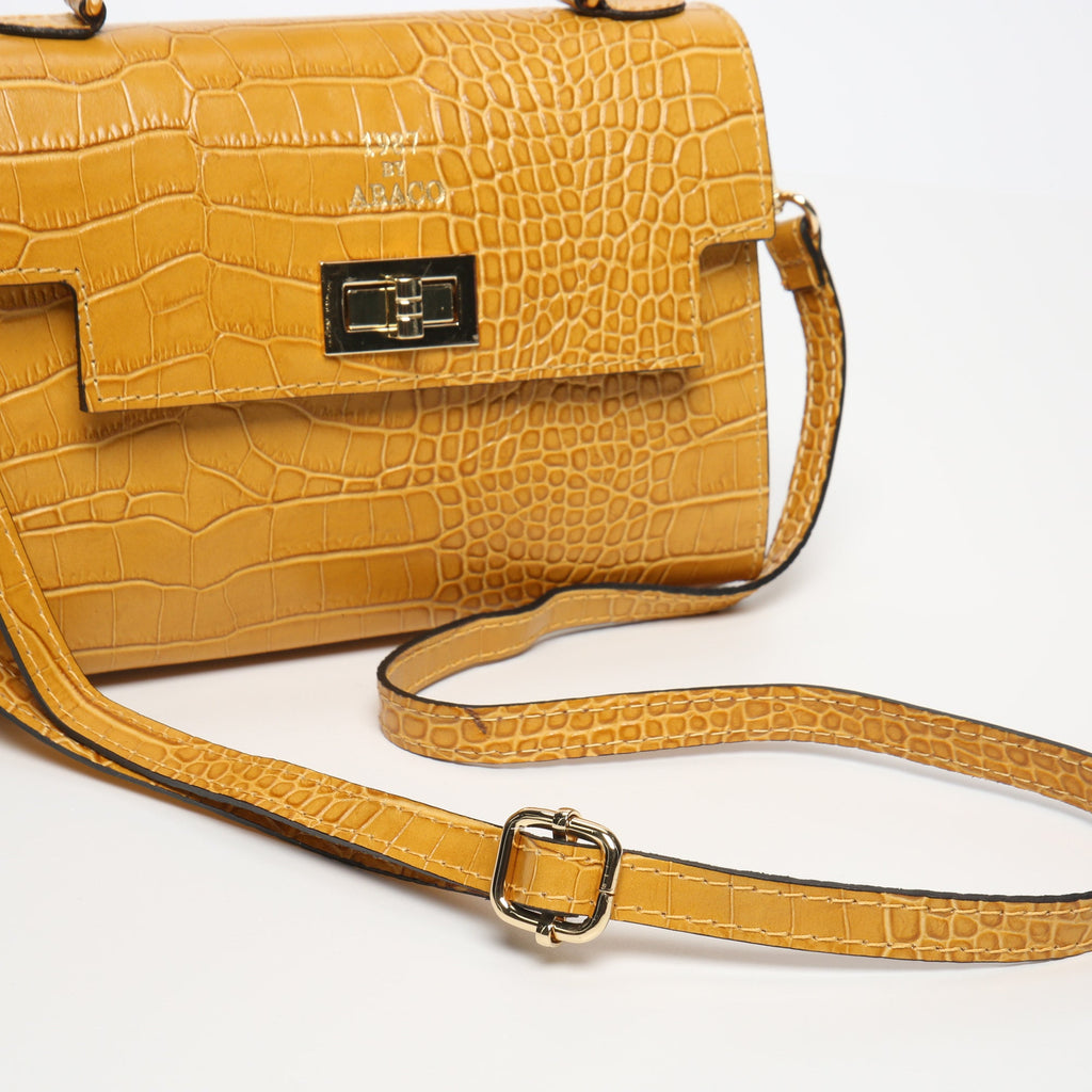 Sac À Bandoulière Sandy Croco - Jaune Moutarde