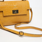 Sac À Bandoulière Sandy Croco - Jaune Moutarde