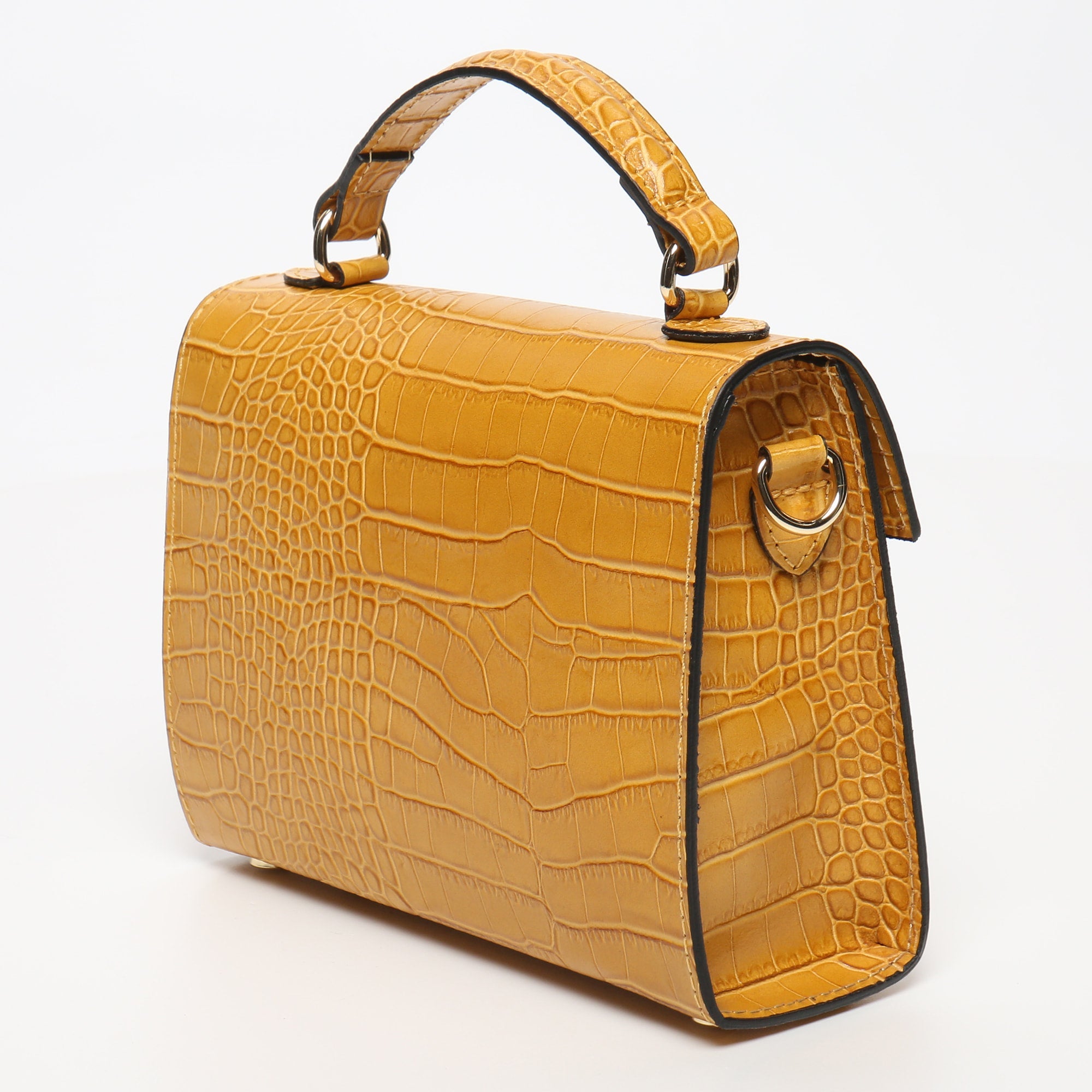 Sac À Bandoulière Sandy Croco - Jaune Moutarde