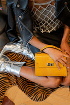 Sac À Bandoulière Sandy Croco - Jaune Moutarde
