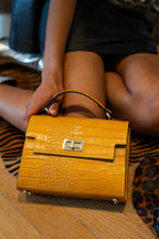 Sac À Bandoulière Sandy Croco - Jaune Moutarde
